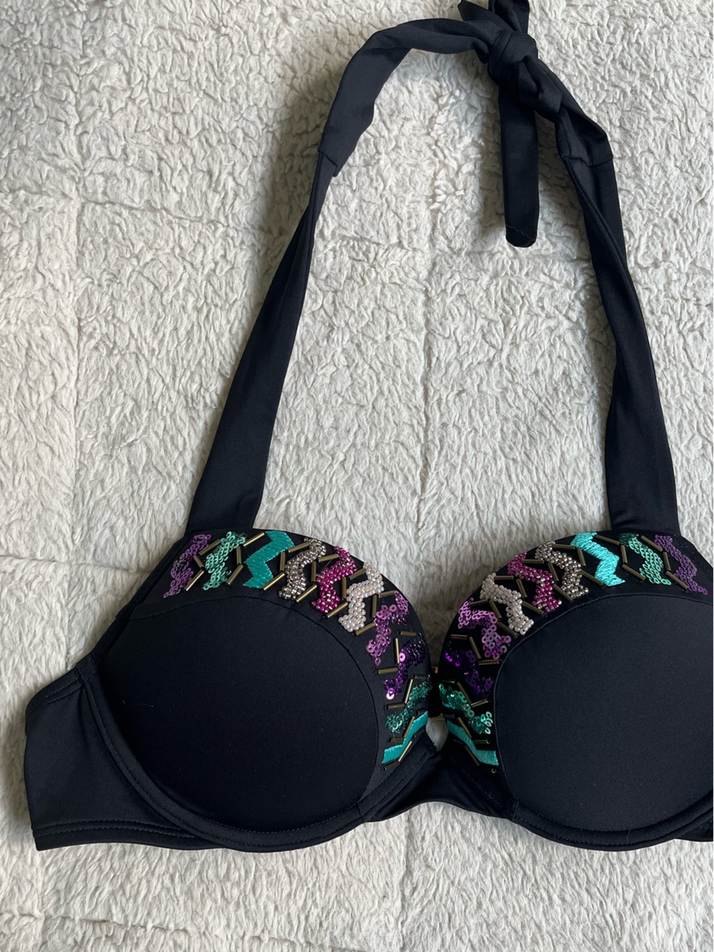 Y2K Victoria’s Secret Sequin Full Push-Up Bikini Top 36A